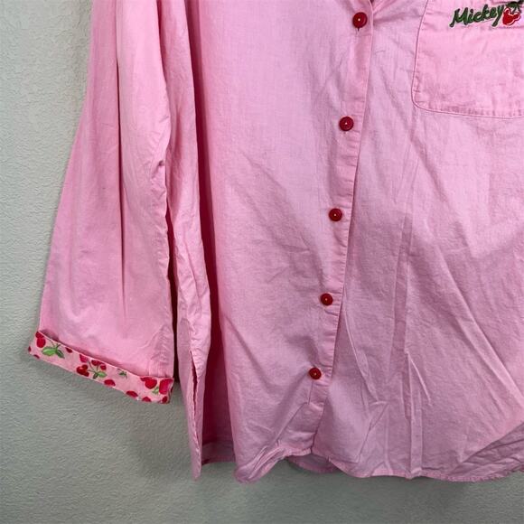 Disney Mickey Mouse Embroidered Pink Button-Up Shirt‎ Unisex Size M - Picture 6 of 13